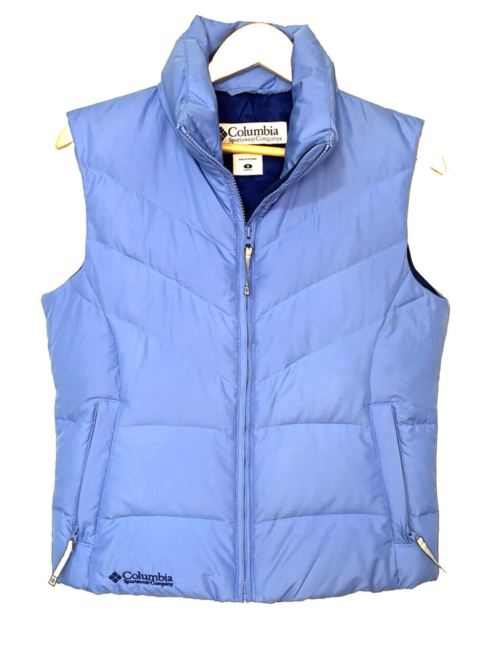 Columbia Sportswear Puffer Vest Women Small  Blue Core Down Duck Feather Fill